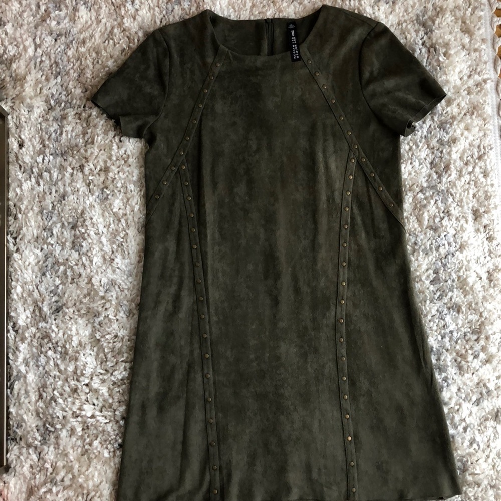 Suede olive green dress